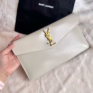 Yves Saint Laurent Ivory Envelope Clutch